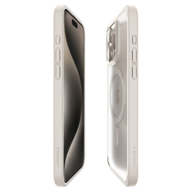 [Užsakomoji prekė] Dėklas iPhone 15 Pro Max - Spigen Ultra Hybrid - Frost Natural Titanium 3