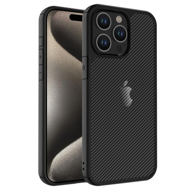 [Užsakomoji prekė] Dėklas iPhone 15 Pro Max - Techsuit Carbon Fuse - Juodas