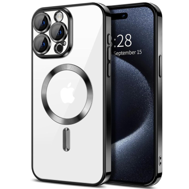 [Užsakomoji prekė] Dėklas iPhone 15 Pro Max - Techsuit Luxury Crystal MagSafe - Juodas