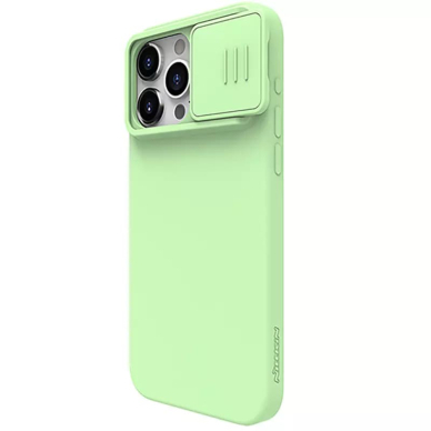 [Užsakomoji prekė] Dėklas iPhone 15 Pro - Nillkin CamShield Silky MagSafe Silicone - Mint Žalias 2