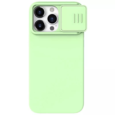 [Užsakomoji prekė] Dėklas iPhone 15 Pro - Nillkin CamShield Silky MagSafe Silicone - Mint Žalias