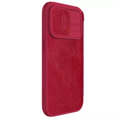 Akcija! Dėklas iPhone 15 Pro - Nillkin QIN Pro Leather Case - Raudonas  6