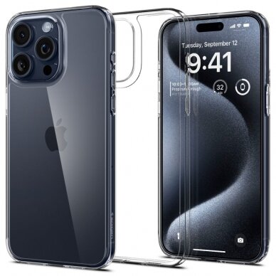 [Užsakomoji prekė] Dėklas iPhone 15 Pro - Spigen Air Skin Hybrid - Crystal Skaidrus