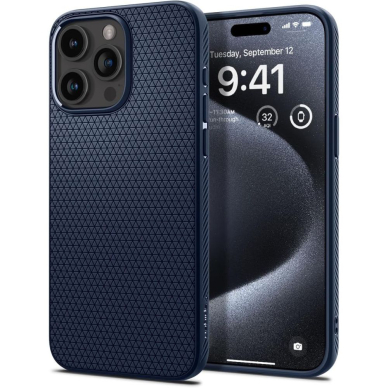 [Užsakomoji prekė] Dėklas iPhone 15 Pro - Spigen Liquid Air - Navy Mėlynas