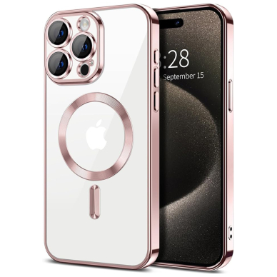 [Užsakomoji prekė] Dėklas iPhone 15 Pro - Techsuit Luxury Crystal MagSafe - rožinis