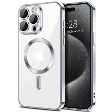 [Užsakomoji prekė] Dėklas iPhone 15 Pro - Techsuit Luxury Crystal MagSafe - sidabrinis