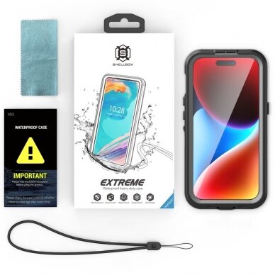 [Užsakomoji prekė] Dėklas iPhone 15 - ShellBox Waterproof IP68 MagSafe Case - Juodas 3