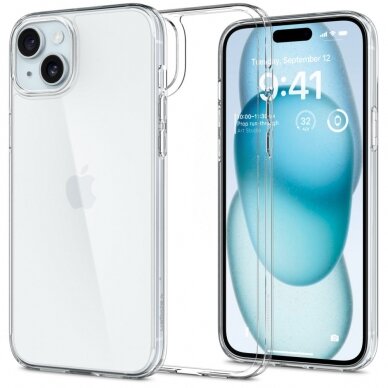 [Užsakomoji prekė] Dėklas iPhone 15 - Spigen Air Skin Hybrid - Crystal Skaidrus