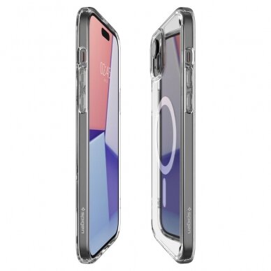 [Užsakomoji prekė] Dėklas iPhone 15 - Spigen Ultra Hybrid MagSafe - Baltas 3