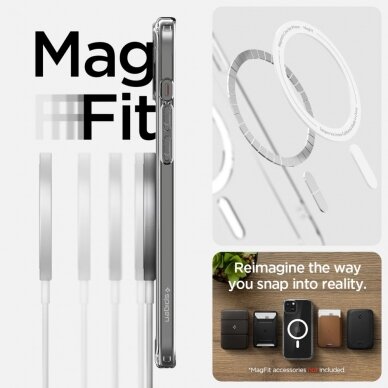 [Užsakomoji prekė] Dėklas iPhone 15 - Spigen Ultra Hybrid MagSafe - Baltas 6