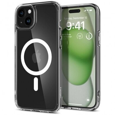 [Užsakomoji prekė] Dėklas iPhone 15 - Spigen Ultra Hybrid MagSafe - Baltas