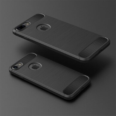 [Užsakomoji prekė] Telefono dėklas iPhone SE 2, SE 2020 / SE 3, SE 2022 - Techsuit Carbon Silicone - Juodas 2