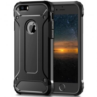 [Užsakomoji prekė] Dėklas skirtas iPhone SE, 5, 5S - Techsuit Hybrid Armor - Juodas