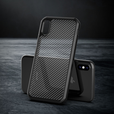 [Užsakomoji prekė] Dėklas skirtas iPhone XS Max - Techsuit Carbon Fuse - Juodas 5