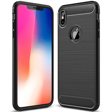 [Užsakomoji prekė] Dėklas skirtas iPhone XS Max - Techsuit Carbon Silicone - Juodas