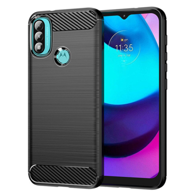 [Užsakomoji prekė] Telefono dėklas Motorola Moto E20 / Moto E30 / Moto E40 - Techsuit Carbon Silicone - Juodas