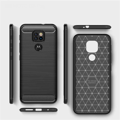 [Užsakomoji prekė] Dėklas skirtas Motorola Moto E7 Plus / Moto G9 Play - Techsuit Carbon Silicone - Juodas  3