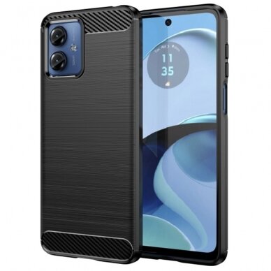 [Užsakomoji prekė] Dėklas Motorola Moto G14 - Techsuit Carbon Silicone - Juodas