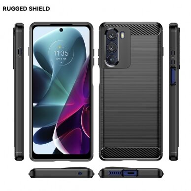 [Užsakomoji prekė] Dėklas skirtas Motorola Moto G200 5G / Edge S30 5G - Techsuit Carbon Silicone - Juodas  5