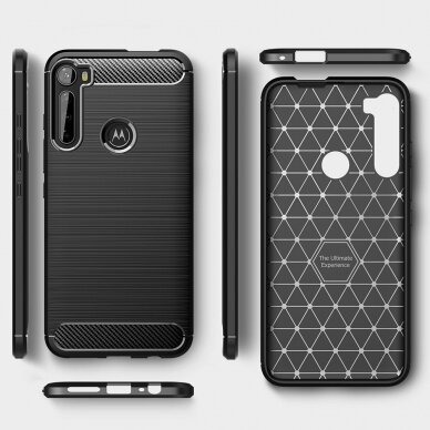 [Užsakomoji prekė] Dėklas skirtas Motorola One Fusion Plus - Techsuit Carbon Silicone - Juodas  3