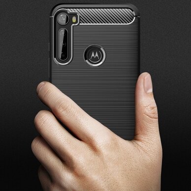 [Užsakomoji prekė] Dėklas skirtas Motorola One Fusion Plus - Techsuit Carbon Silicone - Juodas  4