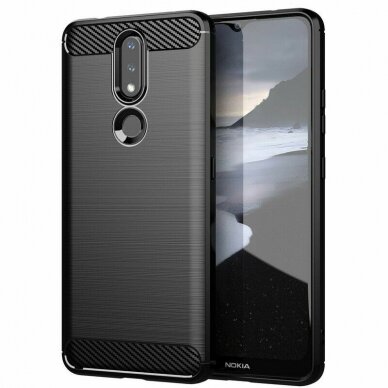 [Užsakomoji prekė] Dėklas skirtas Nokia 2.4 - Techsuit Carbon Silicone - Juodas