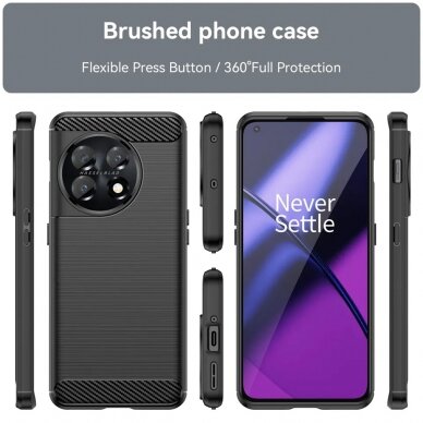 [Užsakomoji prekė] Dėklas skirtas OnePlus 11 - Techsuit Carbon Silicone - Juodas OPL831 3