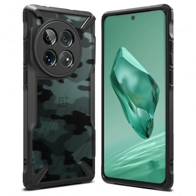 [Užsakomoji prekė] Dėklas OnePlus 12 - Ringke Fusion X Design - Camo Black