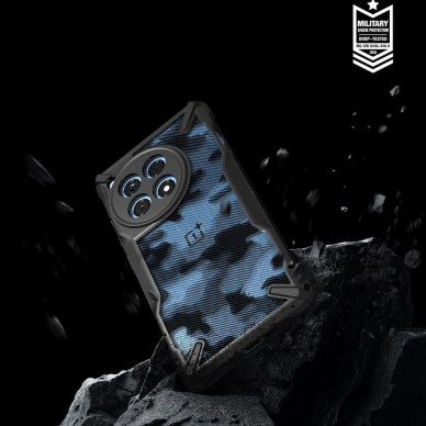 [Užsakomoji prekė] Dėklas OnePlus 12R - Ringke Fusion X - Camo Black 3