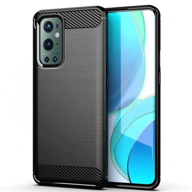 [Užsakomoji prekė] Dėklas skirtas OnePlus 9 Pro - Techsuit Carbon Silicone - Juodas OPL831