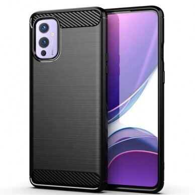 [Užsakomoji prekė] Dėklas OnePlus 9 - Techsuit Carbon Silicone - Juodas