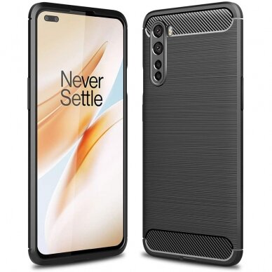 [Užsakomoji prekė] Dėklas skirtas OnePlus Nord 5G - Techsuit Carbon Silicone - Juodas