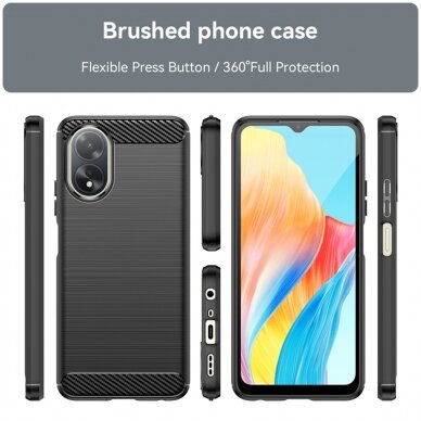 [Užsakomoji prekė] Dėklas Oppo A38 - Techsuit Carbon Silicone - Juodas 1