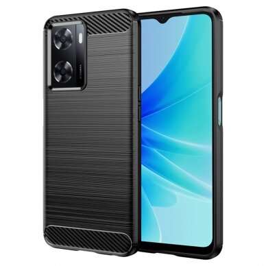 [Užsakomoji prekė] Dėklas skirtas Oppo A57 4G / Oppo A57s / OnePlus Nord N20 SE - Techsuit Carbon Silicone - Juodas OPL831 FOZ031