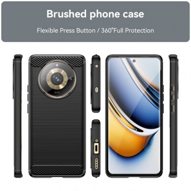 [Užsakomoji prekė] Dėklas Realme 11 Pro / 11 Pro+ - Techsuit Carbon Silicone - Juodas 1