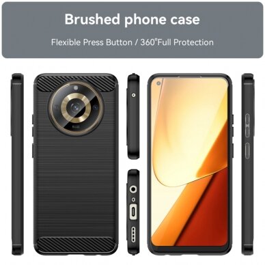 [Užsakomoji prekė] Dėklas Realme 11 - Techsuit Carbon Silicone - Juodas 1