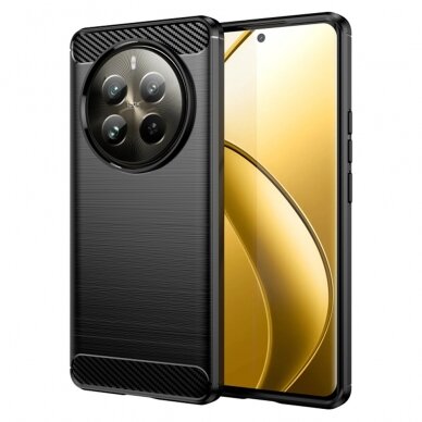 [Užsakomoji prekė] Dėklas Realme 12 Pro / 12 Pro+ - Techsuit Carbon Silicone - Juodas