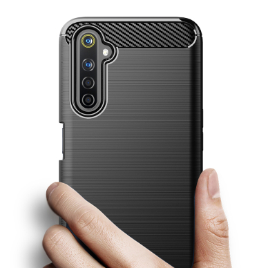 [Užsakomoji prekė] Dėklas skirtas Realme 6 Pro - Techsuit Carbon Silicone - Juodas RLM233 1