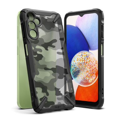 [Užsakomoji prekė] Dėklas skirtas Samsung Galaxy A14 4G / 5G - Ringke Fusion X Design - Camo Juodas