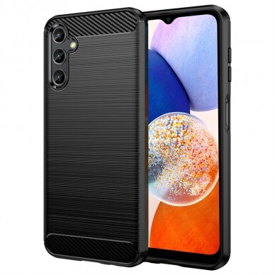 [Užsakomoji prekė] Telefono dėklas Samsung Galaxy A14 5G - Techsuit Carbon Silicone - Juodas