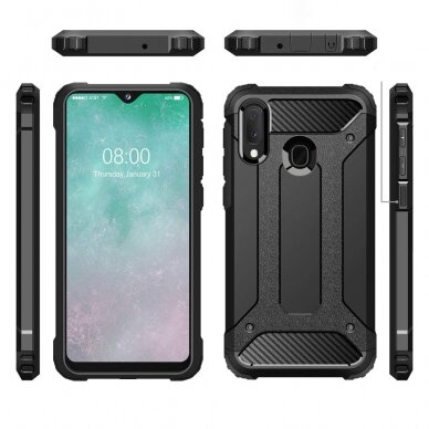 [Užsakomoji prekė] Telefono dėklas Samsung Galaxy A20e - Techsuit Hybrid Armor - Juodas 6