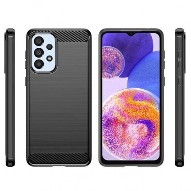 [Užsakomoji prekė] Dėklas skirtas Samsung Galaxy A23 4G / A23 5G - Techsuit Carbon Silicone - Juodas 1