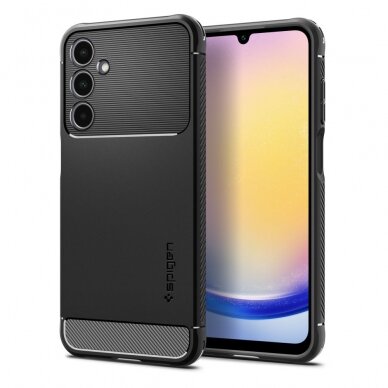 [Užsakomoji prekė] Dėklas Samsung Galaxy A25 5G - Spigen Rugged Armor - Juodas