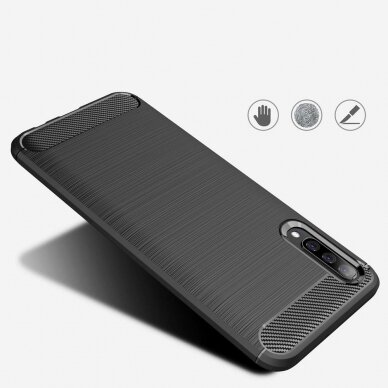 [Užsakomoji prekė] Dėklas skirtas Samsung Galaxy A30s / A50 / A50s - Techsuit Carbon Silicone - Juodas  2