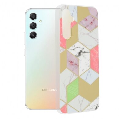 [Užsakomoji prekė] Telefono dėklas Samsung Galaxy A34 5G - Techsuit Marble Series - Violetinis Hex