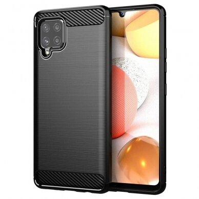 [Užsakomoji prekė] Dėklas skirtas Samsung Galaxy A42 5G - Techsuit Carbon Silicone - Juodas