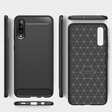 [Užsakomoji prekė] Dėklas skirtas Samsung Galaxy A70 / A70s - Techsuit Carbon Silicone - Juodas  6