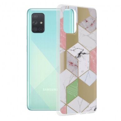 Akcija! Dėklas skirtas Samsung Galaxy A71 4G - Techsuit Marble Series - Violetinis Hex