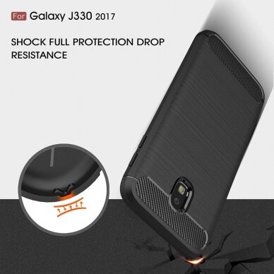 [Užsakomoji prekė] Dėklas skirtas Samsung Galaxy J3 2017 J330, Galaxy J3 Pro 2017 - Techsuit Carbon Silicone - Juodas 5