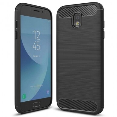 [Užsakomoji prekė] Dėklas skirtas Samsung Galaxy J3 2017 J330, Galaxy J3 Pro 2017 - Techsuit Carbon Silicone - Juodas